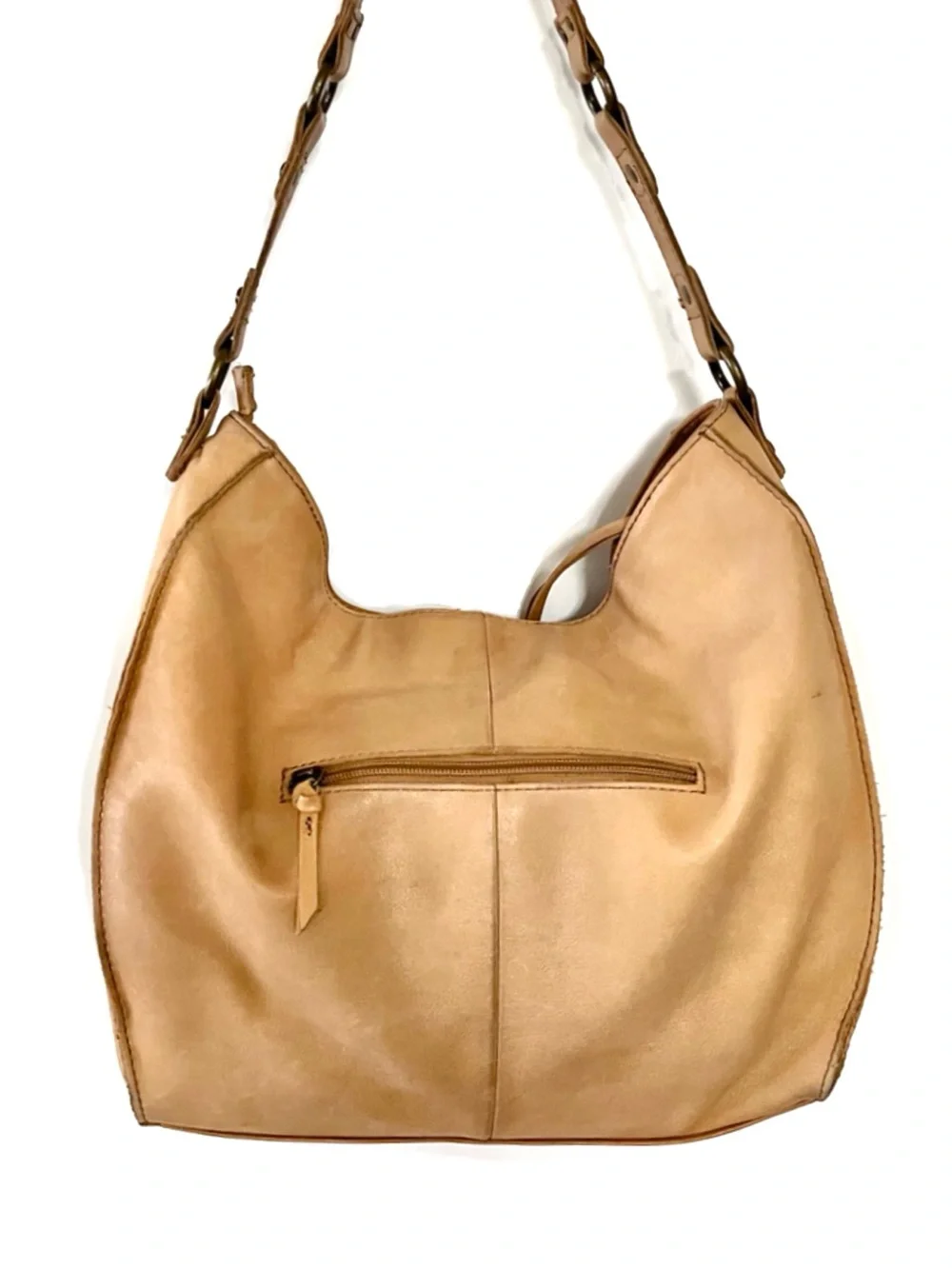 The Sak Silverlake Leather Braided Slouch Hobo Shoulder Bag Camel Tan Boho